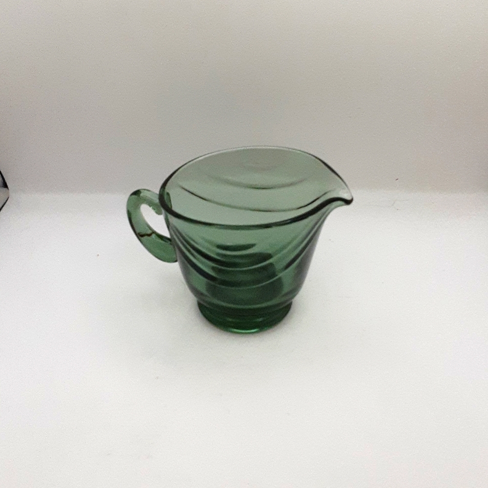 Vintage Molded Glass Footed Creamer Forest Green